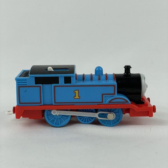 Thomas & Friends Train Trackmaster Motorized Engine 2009 Mattel Blue w/Red Car - Picture 2 of 13